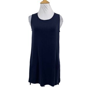 Athleta Tank Top Women XS Extra Small Navy Stretch Side Vent Hem Slit Drop Cut